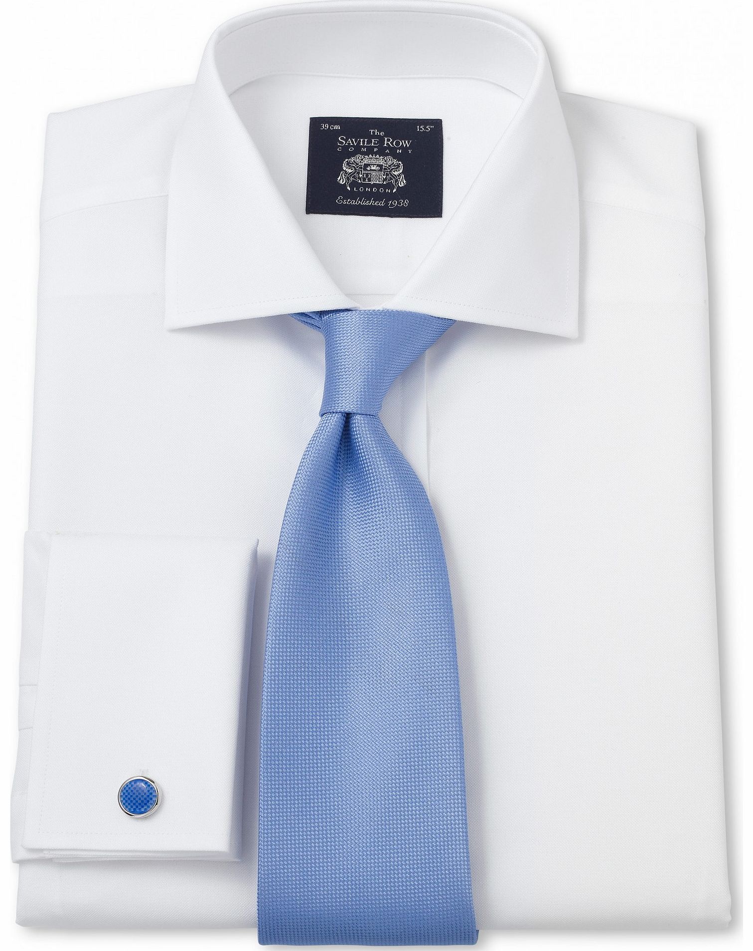 Savile Row Company White Pinpoint Slim Fit Shirt 15`` Lengthened