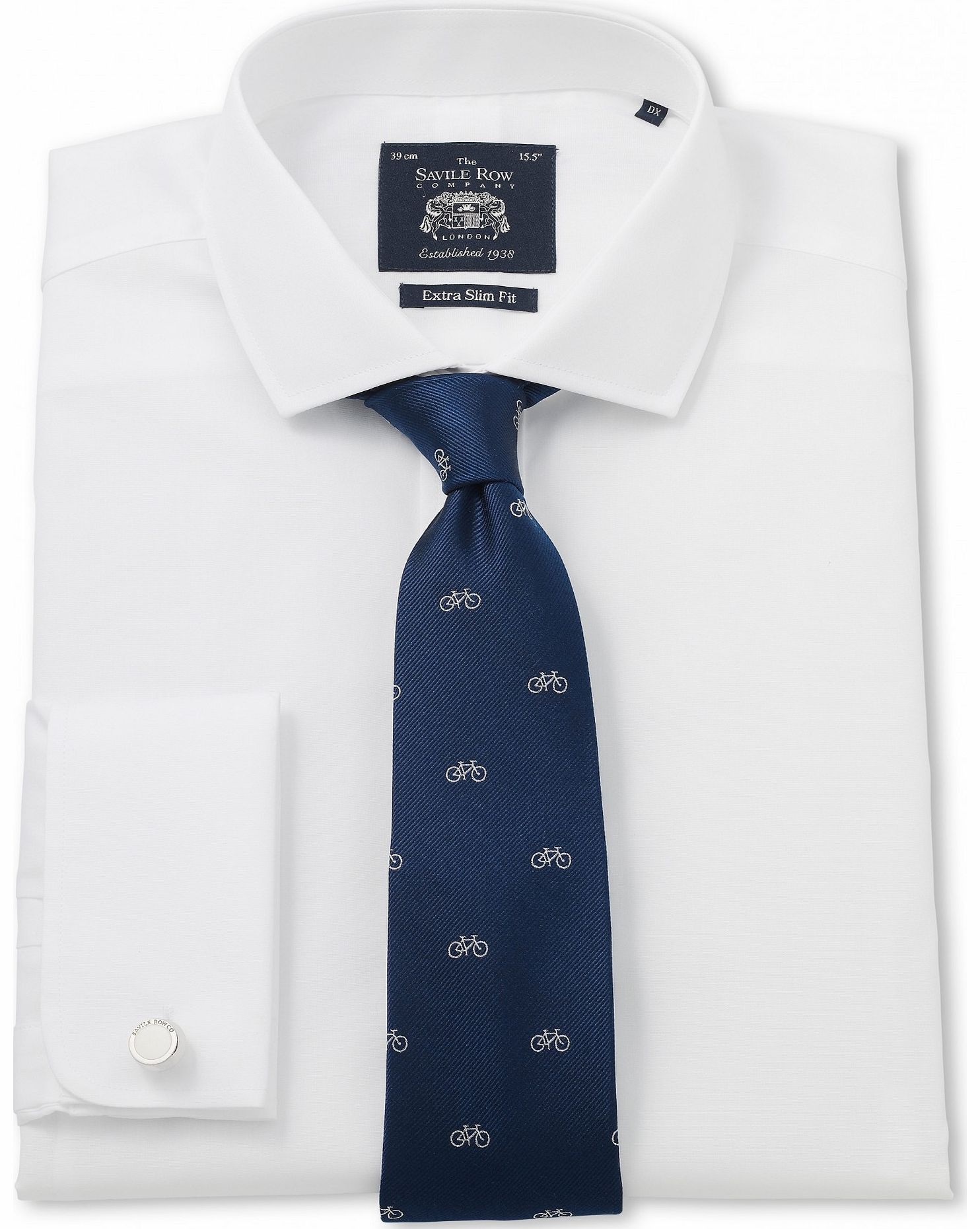 Savile Row Company White Poplin Extra Slim Fit Shirt 15`` Double