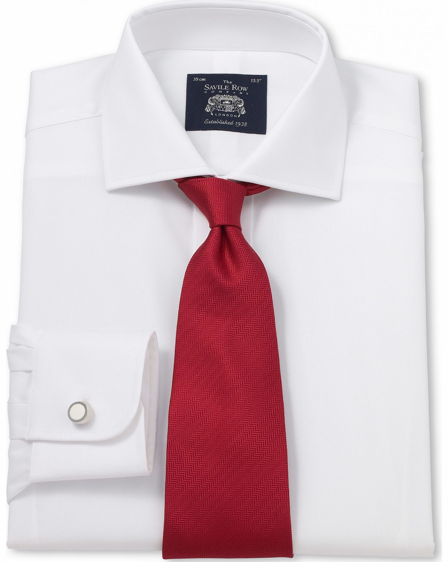 Savile Row Company White Poplin Non Iron Slim Fit Shirt 14 1/2``