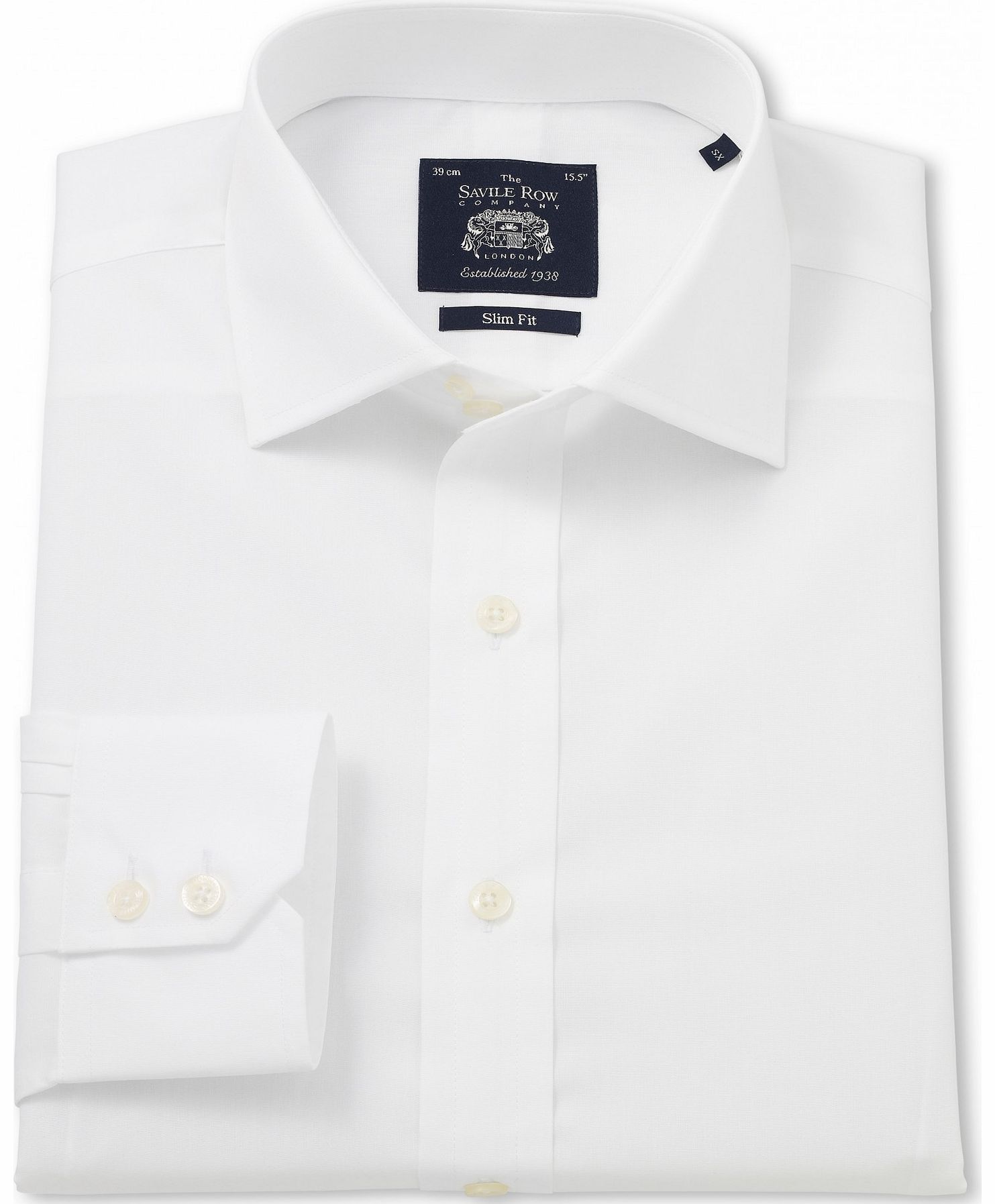 Savile Row Company White Poplin Slim Fit Shirt 15 1/2`` Single