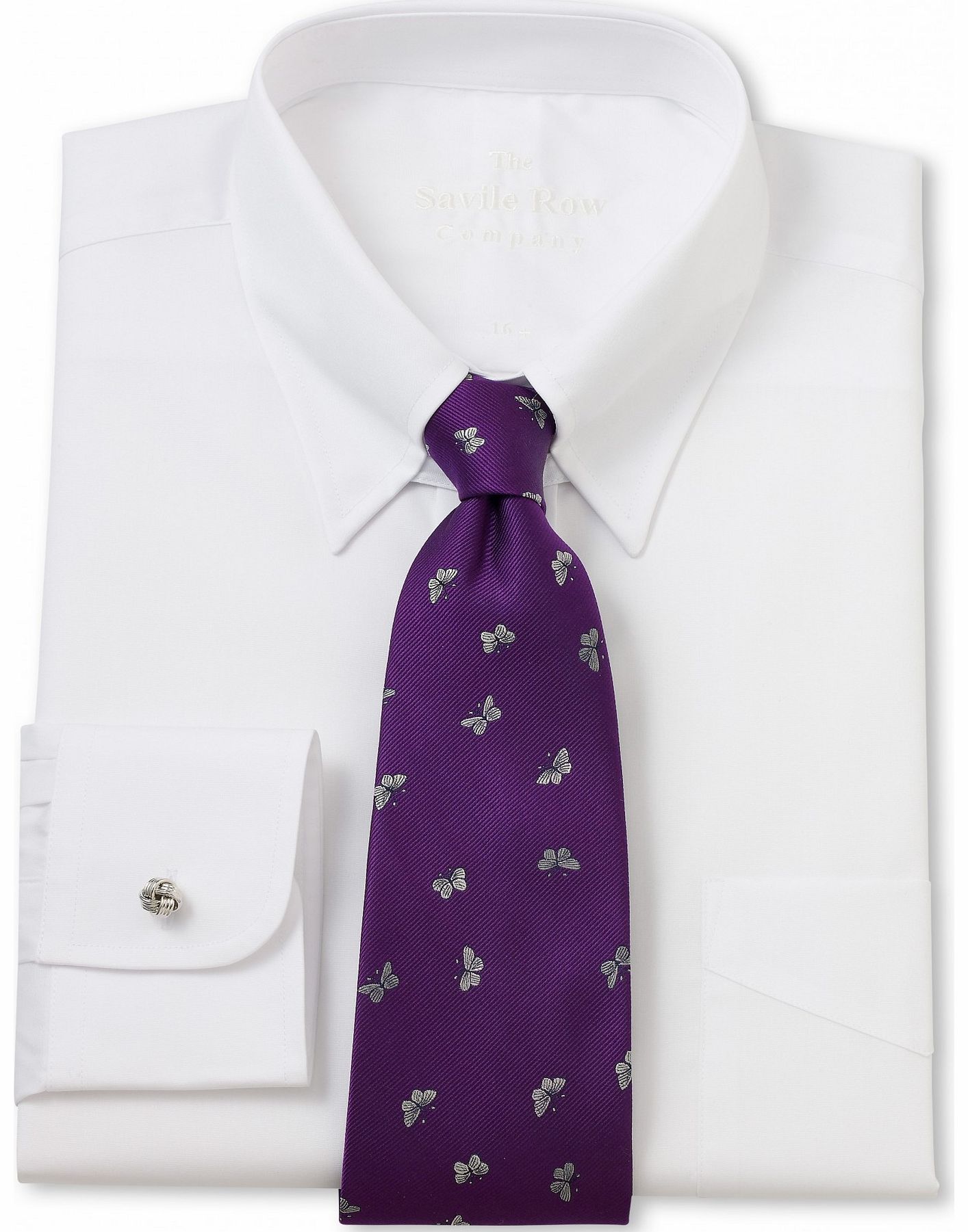 Savile Row Company White Poplin Tab Collar Classic Fit Shirt 17``
