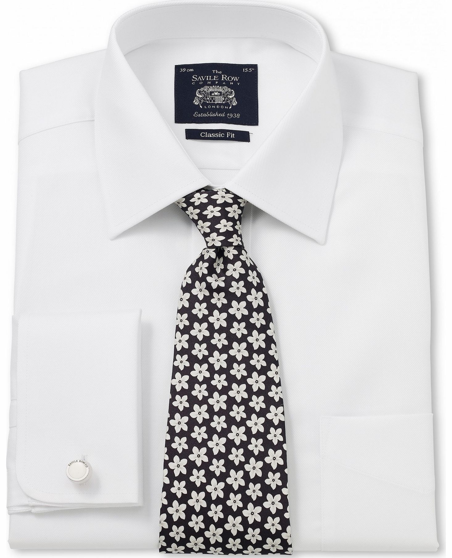 Savile Row Company White Twill Windsor Collar Classic Fit Shirt 16