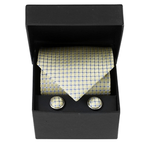 Gold Squares Boxed Tie-and-Cufflink Set