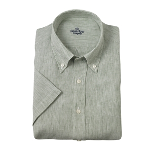 Savile Row Green Fine Striped, Short Sleeve Luxury, Linen Casual Shirt