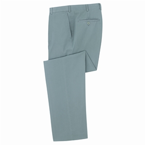 Green Flat-Front, Soft Washed Chino Trouser