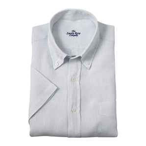 Savile Row Light Blue Fine Striped, Short Sleeve Luxury, Linen Casual Shirt