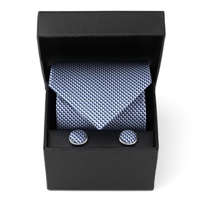 Navy Blue Boxed Tie-and-Cufflink Set