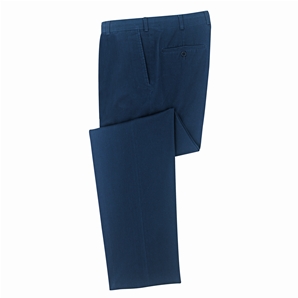 Savile Row Navy Flat-Front, Soft Washed Chino Trouser