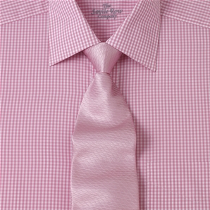 Savile Row Pink White Gingham Check Shirt