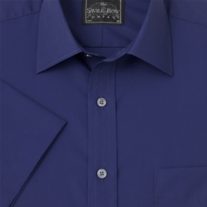Savile Row Plain French Blue Short-Sleeve Poplin Shirt