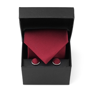 Plain Red Boxed Tie-and-Cufflink Set