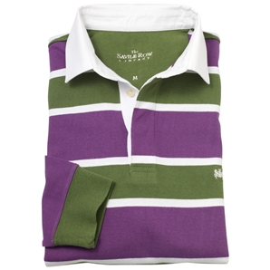 Savile Row Purple White Green Stripe Rugby Shirt