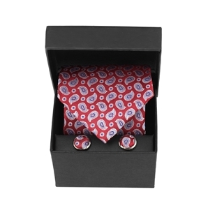 Red Light Blue Paisley Boxed Tie-and-Cufflink Set