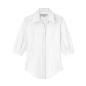 White Stripe Lily Puff-Sleeve Shirt