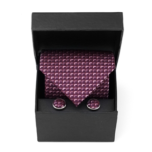 Wine/Pink Boxed Tie-and-Cufflink Set