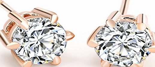 SaySure - 18K Real Rose Gold/Platinum Plated Crystal Stud Earrings