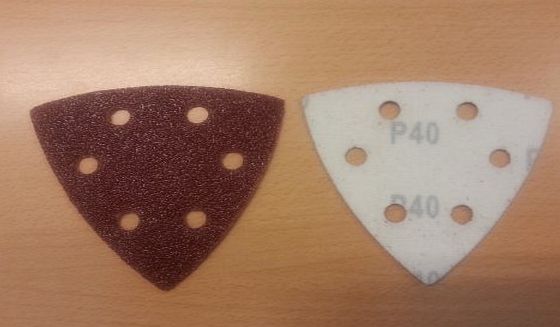 SBS Pack of 25 Velcro-Backed Sanding Discs 40-Grit 93 x 93 x 93 mm for Tri-Base Sander 6 Holes