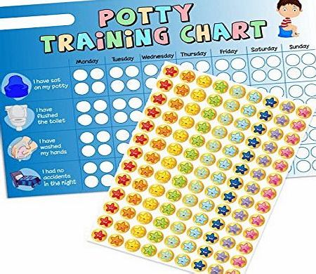 School Stickers A3 Blue Boys Potty / Toilet Training Chart amp; Star Stickers for Teachers, Parents amp; Schools