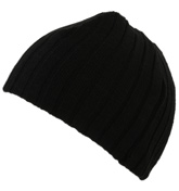 Black Ribbed Beanie Hat