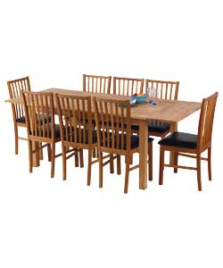 Oak Extendable Dining Table and 8 Oak