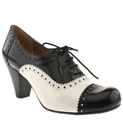 Schuh Female Albie Brogue Lace Up Leather Upper Low Heel Shoes in Black and White, Tan