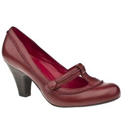 Schuh Female Basil T-bar Leather Upper Low Heel in Red