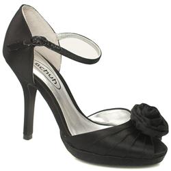 Schuh Female Blossom Rose Sandal Fabric Upper Evening in Black, White and Black
