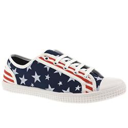 Female Curly Stars And Stripes Lace Fabric Upper Low Heel Shoes in Multi