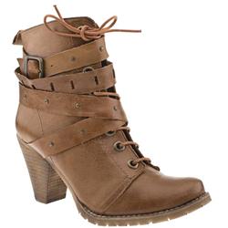 Female Henry Stud Lace Leather Upper Casual in Tan