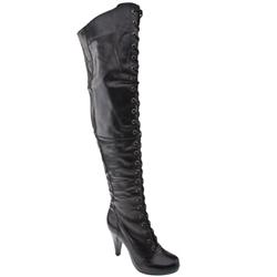Female Karly Lace Over Knee Leather Upper in Black, Grey