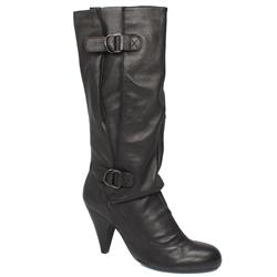 Schuh Female Karrie D-Ring Calf Leather Upper in Black, Dark Brown