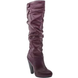 Schuh Female Kasha Button Knee Leather Upper ?40 plus in Burgundy