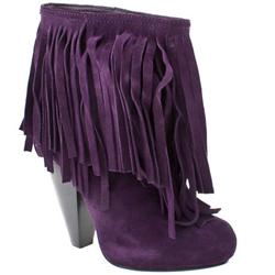 Female Kasha Fringe Ankle Boot Suede Upper ?40 plus in Purple