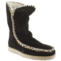 Schuh Female Lora Stitch Fur Boot Suede Upper Casual in Black, Dark Brown