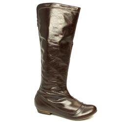 Schuh Female Malibu Back Zip Knee Leather Upper Calf/Knee in Dark Brown