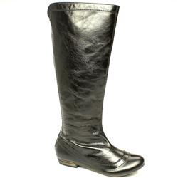 Schuh Female Malibu Back Zip Knee Leather Upper Casual in Black, Dark Brown