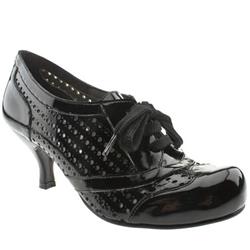 Schuh Female Roche Perforated Lace Up Patent Upper Low Heel Shoes in Black