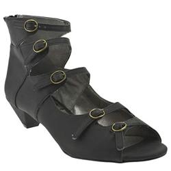 Schuh Female Sol 5 Buckle Ankle High Manmade Upper Low Heel Shoes in Black, Grey