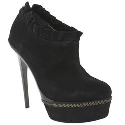 Schuh Female Specter Zip Frill Shoe Boot Suede Upper in Black
