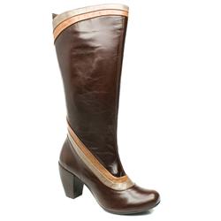Schuh Female Tania Panel Boot Leather Upper Calf/Knee in Brown