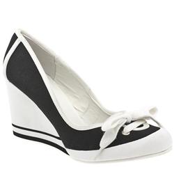 Schuh Female Tate Lace Up Wedge Fabric Upper Low Heel Shoes in Black, White