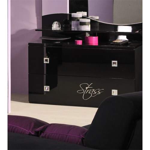 Strass High Gloss Black Chest of Drawers
