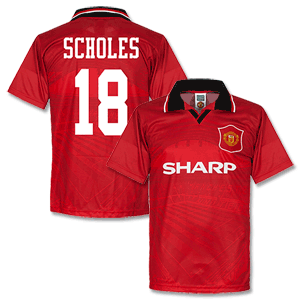 Scoredraw 1996 Man Utd Home Scholes 18 Retro Shirt