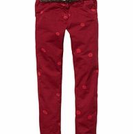 Girls polka dot pure cotton red chinos