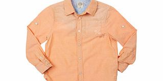 Orange and blue long sleeve cotton shirt