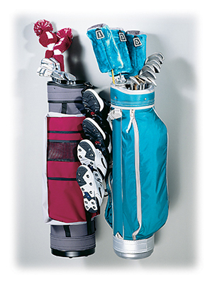 Scott Brothers Wall Mounted Golf Rack For Storing Two Golf Bags And Two Pairs Of Golf Shoes