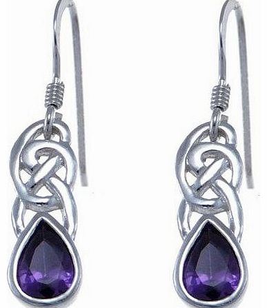Scottish Jewellery Shop Sterling Silver and Amethyst Celtic Earrings