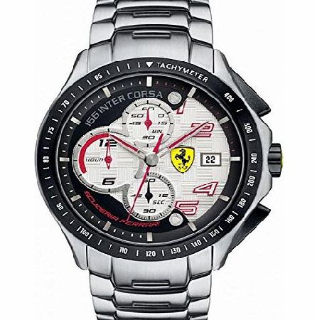Scuderia Ferrari Mens Gents 0830085 Race Day Stainless Steel Chronograph Bracelet Wrist Watch