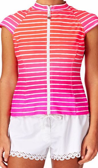 Seafolly Womens Seafolly Miami Stripe Rash Vest - Neon