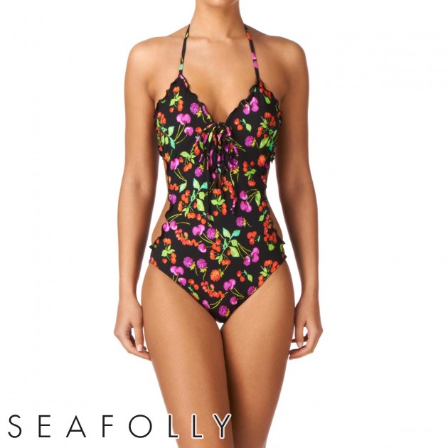 Womens Seafolly Wild Cherry Maillot Swimsuit -
